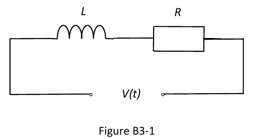 Figure B3-1: inductor L and resistor R in series with a voltage source V(t).